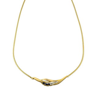 Saphircollier aus 585 Gelbgold, nachhaltiger second hand Schmuck perfekt aufgearbeitet