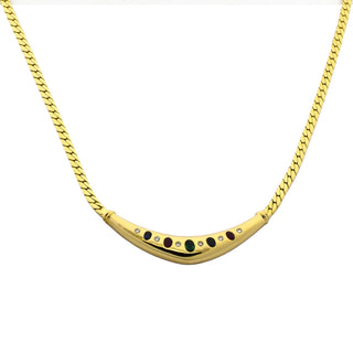 Collier aus 750 Gelbgold mit Smaragd, Rubin und Saphir, nachhaltiger second hand Schmuck perfekt aufgearbeitet