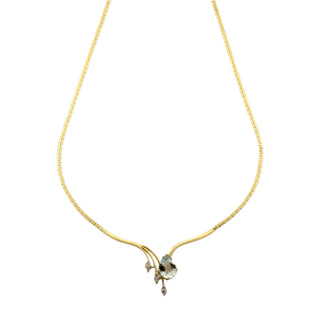 Collier aus 585 Gelb- und Weißgold mit Aquamarin und Brillant, nachhaltiger second-hand Schmuck perfekt aufgearbeitet