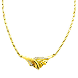 Collier aus 585 Gelb- und Weißgold mit Brillant, nachhaltiger second hand Schmuck perfekt aufgearbeitet