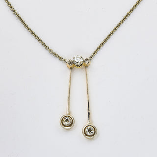 Collier aus 585 Gelb- und Weißgold mit Diamant, nachhaltiger second hand Schmuck perfekt aufgearbeitet