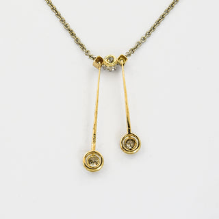 Collier aus 585 Gelb- und Weißgold mit Diamant, nachhaltiger second hand Schmuck perfekt aufgearbeitet