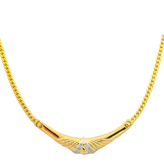 Diamantcollier aus 585 Gelb- und Weißgold, nachhaltiger second hand Schmuck perfekt aufgearbeitet