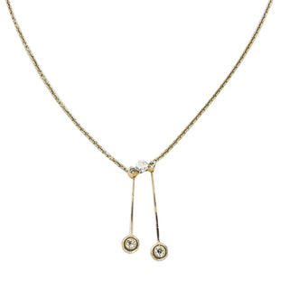 Collier aus 585 Gelb- und Weißgold mit Diamant, nachhaltiger second hand Schmuck perfekt aufgearbeitet