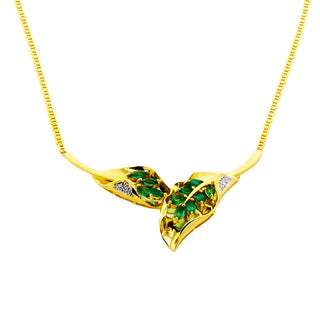Smaragdcollier aus 750 Gelb- und Weißgold, nachhaltiger second hand Schmuck perfekt aufgearbeitet
