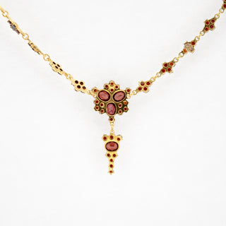 Collier aus Metall mit Granat, 1940er Jahre, nachhaltiger second hand Schmuck perfekt aufgearbeitet