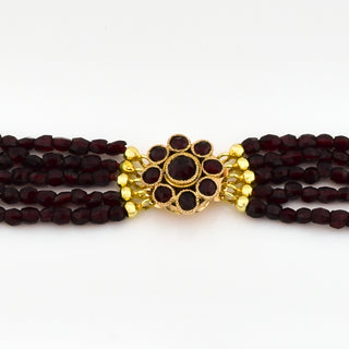 Granatcollier mit Schließe aus 585 Roségold, nachhaltiger second hand Schmuck perfekt aufgearbeitet