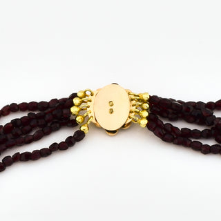 Granatcollier mit Schließe aus 585 Roségold, nachhaltiger second hand Schmuck perfekt aufgearbeitet