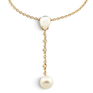 Collier aus 750 Rotgold mit Perle, Perlmutt und Brillant, nachhaltiger second-hand Schmuck perfekt aufgearbeitet