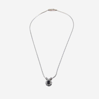 Saphircollier aus 585 Weißgold mit Brillant, nachhaltiger second hand Schmuck perfekt aufgearbeitet