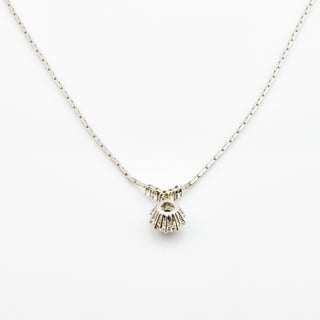 Saphircollier aus 585 Weißgold mit Brillant, nachhaltiger second hand Schmuck perfekt aufgearbeitet