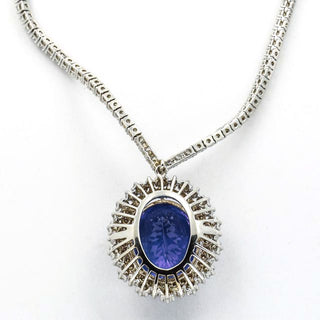 Collier aus 750 Weißgold mit Tansanit und Brillant, nachhaltiger second hand Schmuck perfekt aufgearbeitet