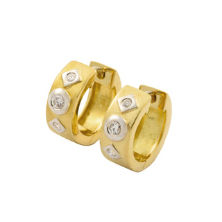 Creolen aus 750 Gelb- und Weißgold mit Brillant, nachhaltiger second hand Schmuck perfekt aufgearbeitet