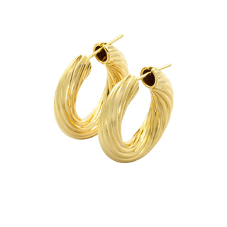 Creolen aus 750 Gelbgold, nachhaltiger second hand Schmuck perfekt aufgearbeitet