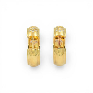 Creolen aus 750 Gelbgold mit Brillant, nachhaltiger second hand Schmuck perfekt aufgearbeitet