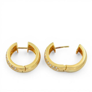 Creolen aus 750 Gelbgold mit Brillant, nachhaltiger second hand Schmuck perfekt aufgearbeitet
