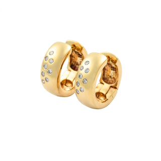Creolen aus 585 Gelbgold mit Brillant, nachhaltiger second hand Schmuck perfekt aufgearbeitet