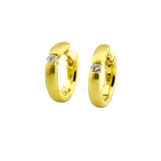 Creolen aus 585 Gelbgold mit Brillant, nachhaltiger second-hand Schmuck perfekt aufgearbeitet