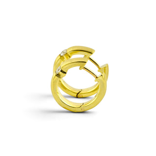 Creolen aus 585 Gelbgold mit Brillant, nachhaltiger second-hand Schmuck perfekt aufgearbeitet