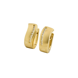 Creolen aus 585 Gelbgold mit Brillant, nachhaltiger second hand Schmuck perfekt aufgearbeitet