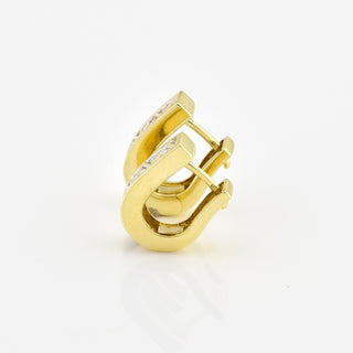 Creolen aus 585 Gelbgold mit Brillant, nachhaltiger second hand Schmuck perfekt aufgearbeitet