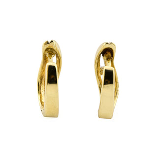 Creolen aus 585 Gelb- und Weißgold mit Brillant, nachhaltiger second hand Schmuck perfekt aufgearbeitet