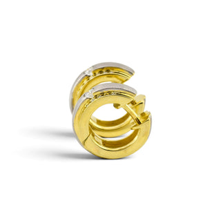 Creolen aus 585 Gelb- und Weißgold mit Brillant, nachhaltiger second-hand Schmuck perfekt aufgearbeitet