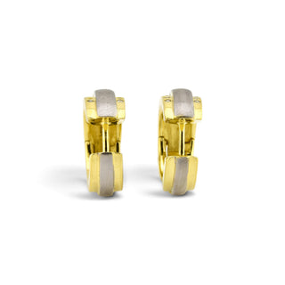 Creolen aus 585 Gelb- und Weißgold mit Brillant, nachhaltiger second-hand Schmuck perfekt aufgearbeitet