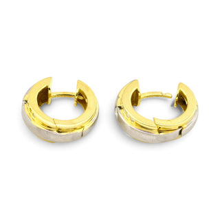 Creolen aus 585 Gelb- und Weißgold mit Brillant, nachhaltiger second-hand Schmuck perfekt aufgearbeitet