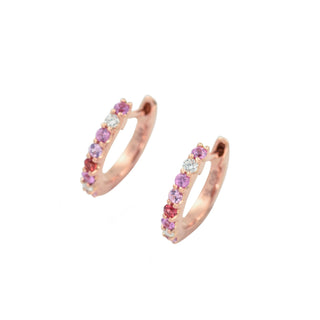 Creolen aus 750 Roségold mit Saphir und Brillant, nachhaltiger secondhand Schmuck perfekt aufgearbeitet