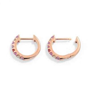 Creolen aus 750 Roségold mit Saphir und Brillant, nachhaltiger secondhand Schmuck perfekt aufgearbeitet