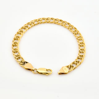 Doppelpanzerarmband aus 585 Gelbgold, nachhaltiger second hand Schmuck perfekt aufgearbeitet