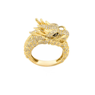 EFFY Brillantring Drache aus 585 Gelbgold mit Diamant, nachhaltiger second hand Schmuck perfekt aufgearbeitet