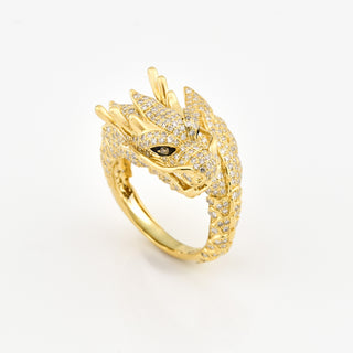 EFFY Brillantring Drache aus 585 Gelbgold mit Diamant, nachhaltiger second hand Schmuck perfekt aufgearbeitet
