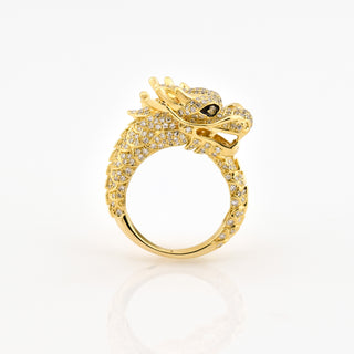 EFFY Brillantring Drache aus 585 Gelbgold mit Diamant, nachhaltiger second hand Schmuck perfekt aufgearbeitet