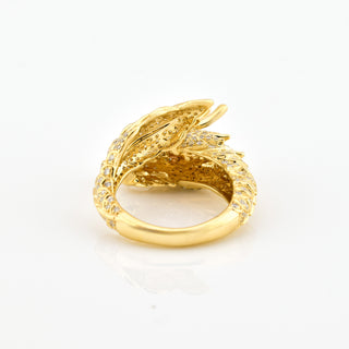 EFFY Brillantring Drache aus 585 Gelbgold mit Diamant, nachhaltiger second hand Schmuck perfekt aufgearbeitet