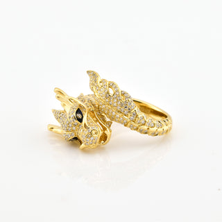 EFFY Brillantring Drache aus 585 Gelbgold mit Diamant, nachhaltiger second hand Schmuck perfekt aufgearbeitet