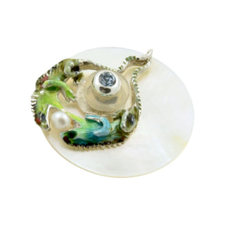 Ehinger-Schwarz Ring Charlotte aus 925 Silber mit Topas, Perlmutt und Perle, nachhaltiger second-hand Schmuck perfekt aufgearbeitet