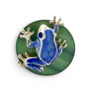 Ehinger-Schwarz Ring Frosch aus 925 Silber mit Perlmutt, nachhaltiger second hand Schmuck perfekt aufgearbeitet
