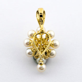Perlenanhänger aus 585 Gelbgold mit Diamant, nachhaltiger second hand Schmuck perfekt aufgearbeitet