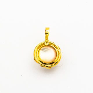 An-/Einhänger aus 585 Gelb- und Weißgold mit Perle und Diamant, nachhaltiger second hand Schmuck perfekt aufgearbeitet