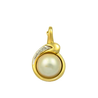 An-/Einhänger aus 585 Gelb- und Weißgold mit Perle und Diamant, nachhaltiger second hand Schmuck perfekt aufgearbeitet