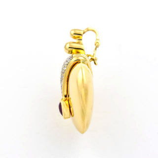 An-/Einhänger aus 750 Gelbgold mit Rubin und Brillant, nachhaltiger second hand Schmuck perfekt aufgearbeitet