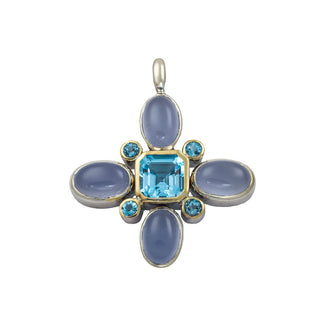 An-/Einhänger aus 585 Gelbgold mit Topas und Achat, nachhaltiger second hand Schmuck perfekt aufgearbeitet