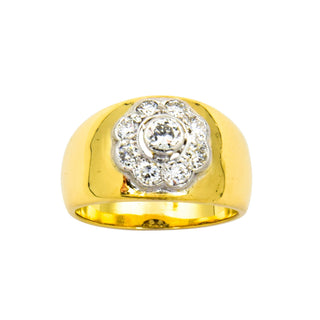 Entourage-Ring aus 750 Gelb- und Weißgold mit Brillant, nachhaltiger second hand Schmuck perfekt aufgearbeitet