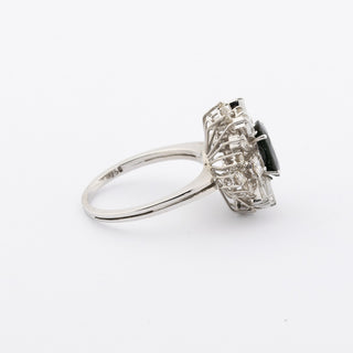 Entourage-Ring aus 750 Gelb- und Weißgold mit Saphir, Diamant und Brillant, nachhaltiger second hand Schmuck perfekt aufgearbeitet