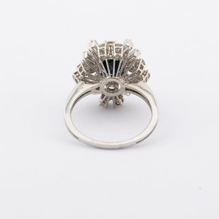 Entourage-Ring aus 750 Gelb- und Weißgold mit Saphir, Diamant und Brillant, nachhaltiger second hand Schmuck perfekt aufgearbeitet