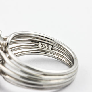 Entourage-Ring aus 750 Weißgold mit Rubin, Diamant und Brillant, nachhaltiger second hand Schmuck perfekt aufgearbeitet