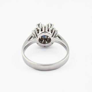Saphirring aus 585 Weißgold mit Brillant, nachhaltiger second hand Schmuck perfekt aufgearbeitet