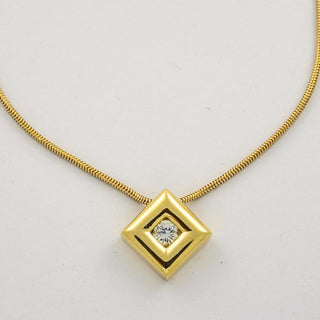 F. Binder Kette mit Brillantanhänger aus 585 Gelbgold, nachhaltiger second hand Schmuck perfekt aufgearbeitet